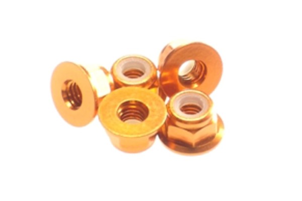 Stoppmutter M4 Alu, mit Flansch, orange