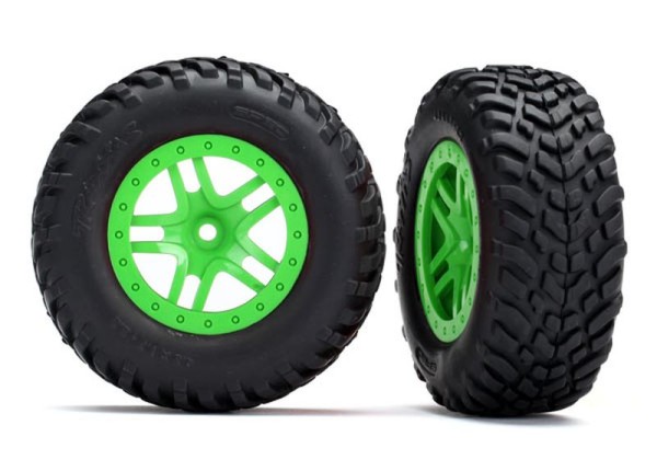 Reifen auf Felge SCT Split-Spoke grün (2) 4WD v/h, 2WD h (T