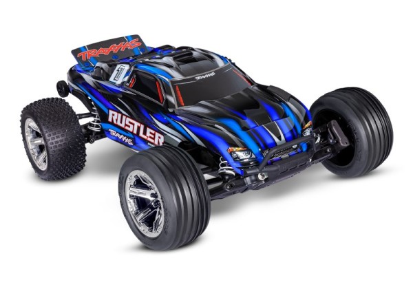 TRAXXAS Rustler 2WD BL-2S RTR blau (mit Akku und 4A USB Lader)