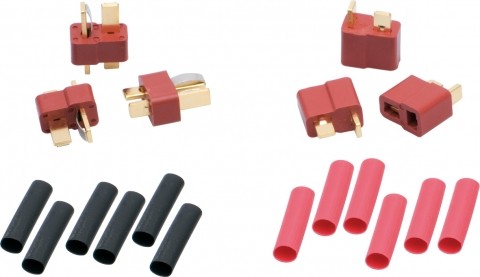 T-Stecker + Buchsen (3 Paar) inkl. Schrumpfschlauch