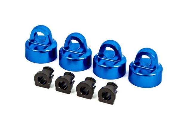 GTX Dämpfer-Kappen Alu blau eloxiert + Spacer (je 4)