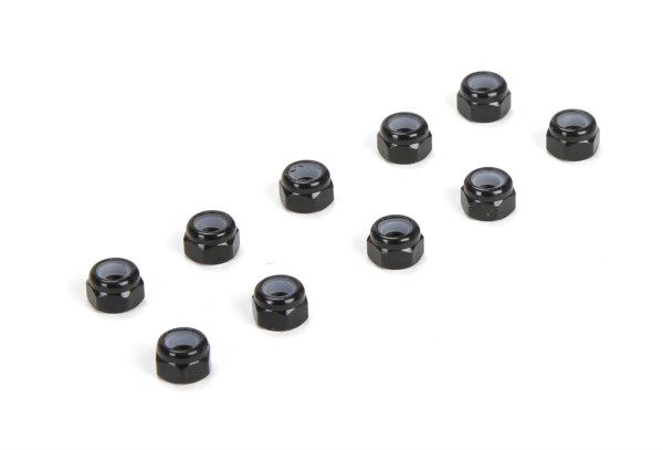 M3 Aluminum Lock Nuts, Black (10)