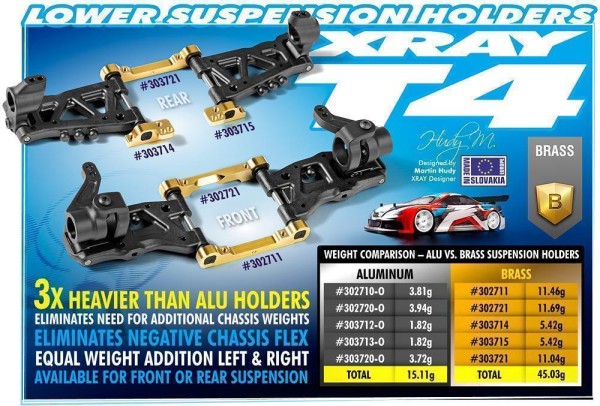 T4 Messing Aufhängungshalter Einteilig Hinten/Fr (11,69 Gr)