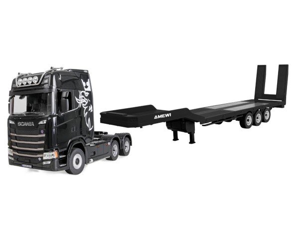 AMEWI Scania 770 S Zugmaschine SCHWARZ 6x4 1:18 + Sattelauflieger RTR