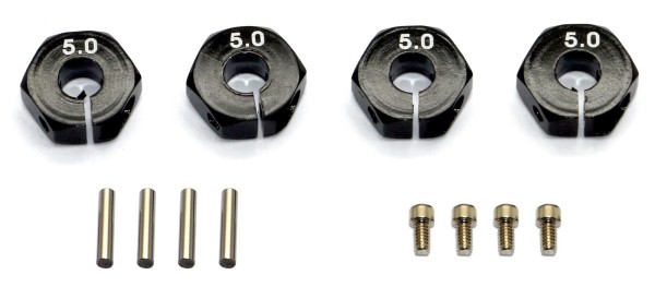 12mm Alu Sechskantmitnehmer, 5mm breit, schwarz (4 Stück)