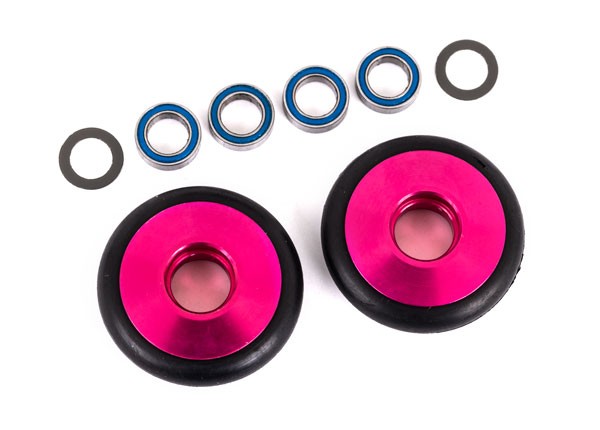 Wheelie-Bar-Räder 6061-T6 Alu pink eloxiert +KT