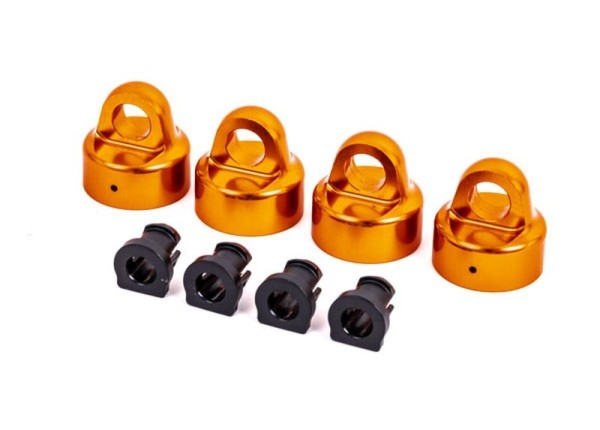 GTX Dämpfer-Kappen Alu orange eloxiert + Spacer (je 4) für S